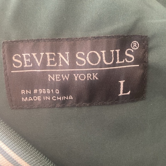Seven Souls Jacket Varsity Men's Size Large White Black Patched 24 - Picture 6 of 7